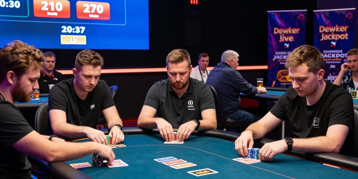 Dewapoker Live Jackpot poker tournament scene featuring players engaged and a vibrant atmosphere.