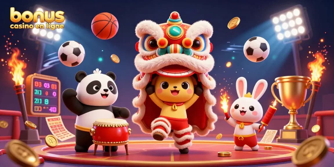 Réclamez votre bonus casino en ligne avec cette scène festive pleine de couleurs et d'énergie.