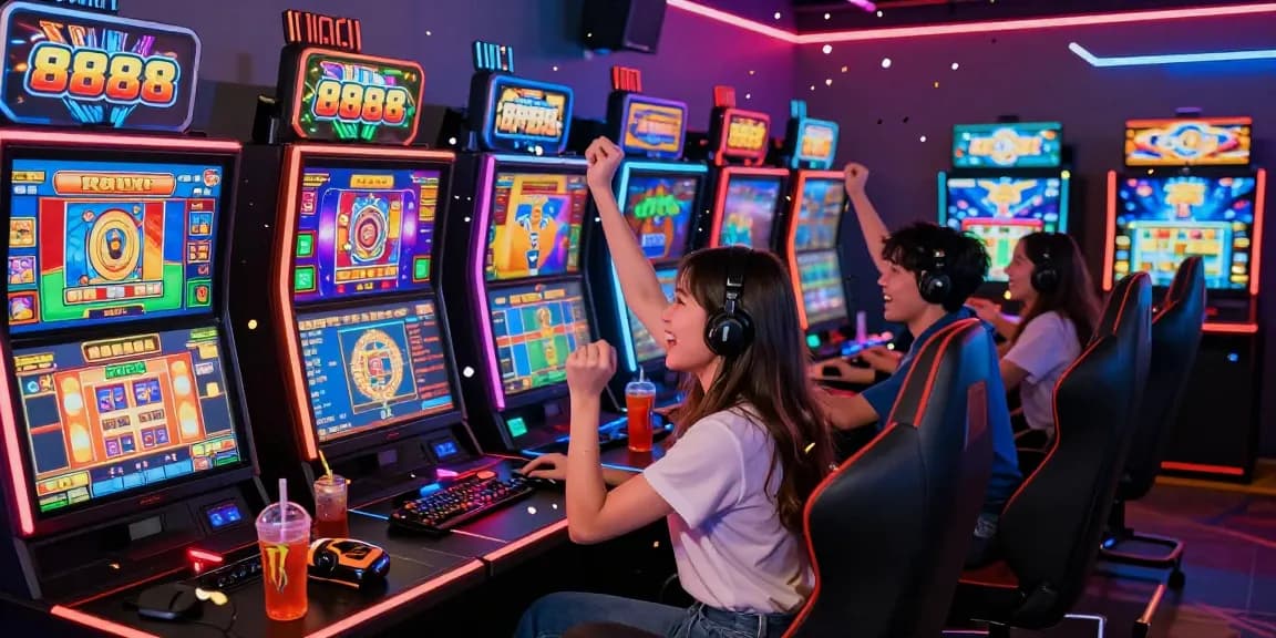 Celebrate a jackpot win at slot888 with friends in this vibrant online gaming scene.