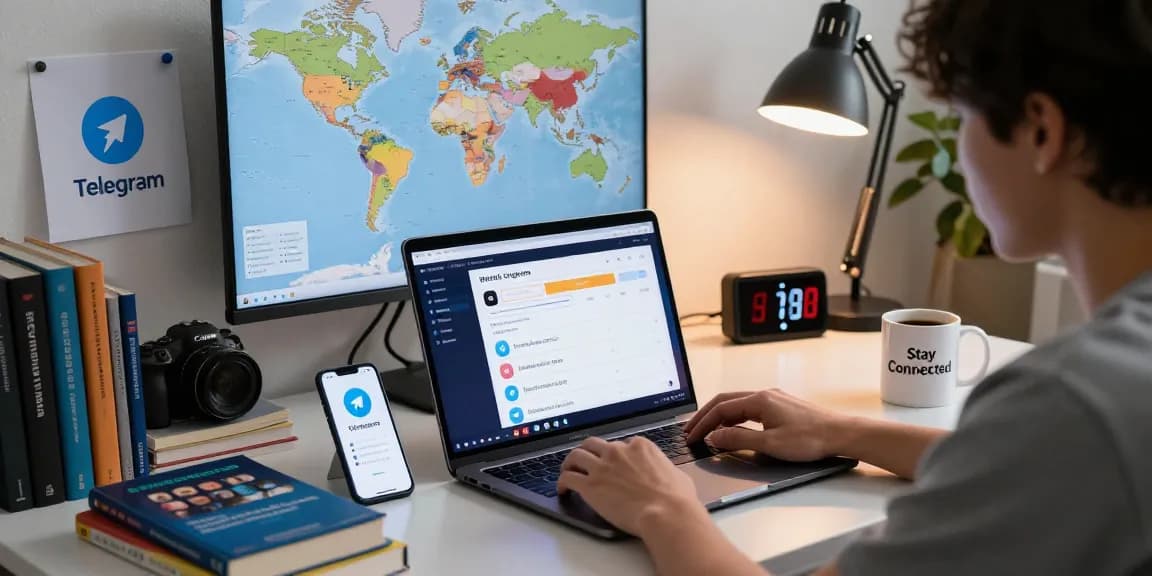 Person analyzing VPN options to access Telegram blocked in China in a tech workspace.