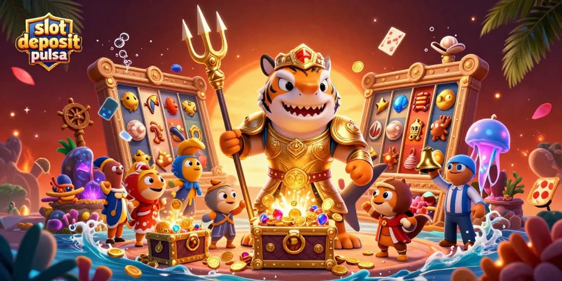 Experience thrilling gameplay with slot deposit pulsa as a tiger shark in armor commands the underwater scene.