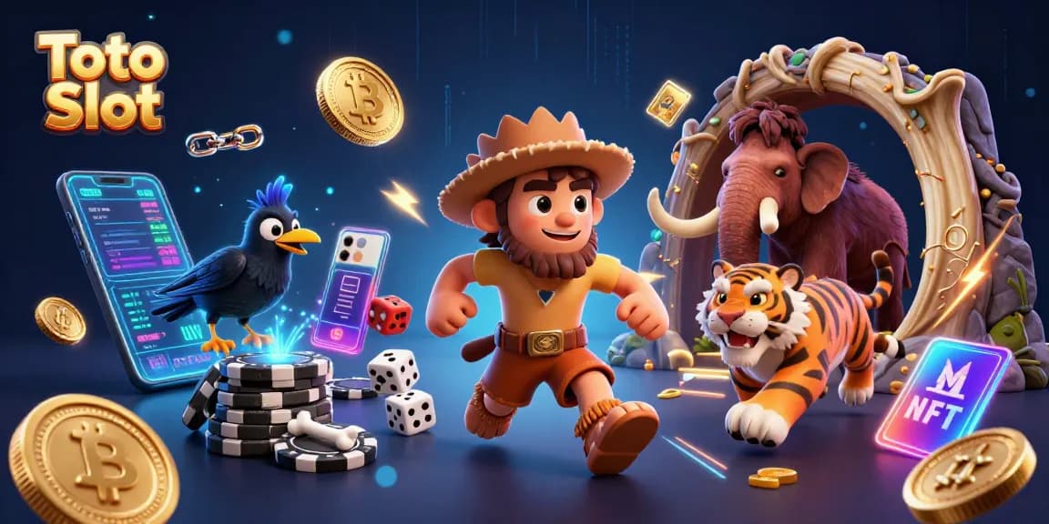 Toto Slot menampilkan duo prasejarah kasino dengan gaco beruang sabertooth dan banyak simbol slot memikat.
