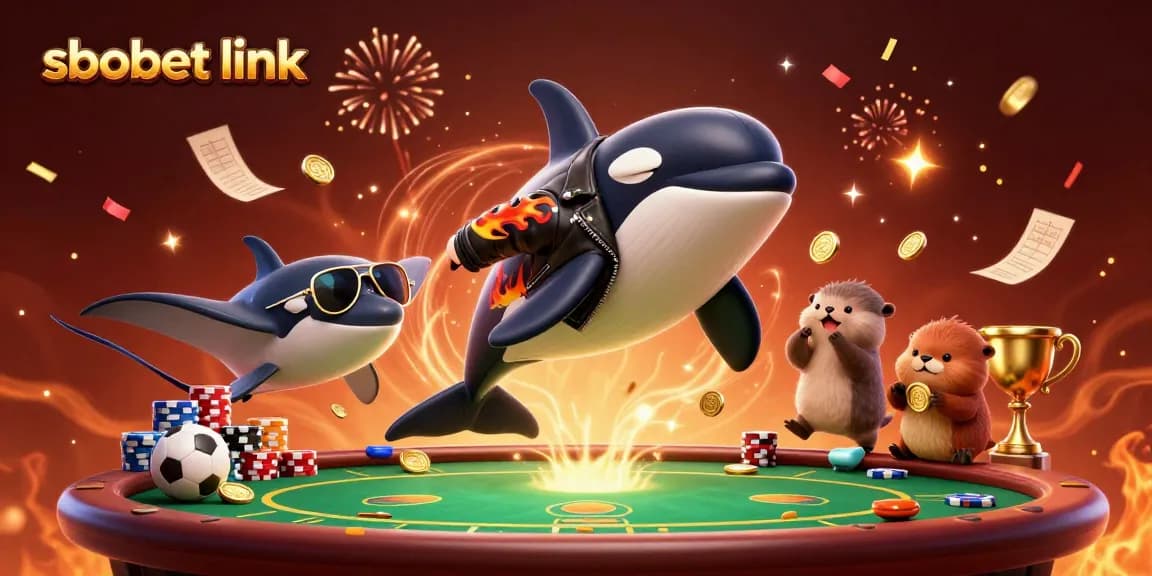 Experience exhilarating sports betting with sbobet link as our animated characters celebrate with vibrant colors and poker elements.