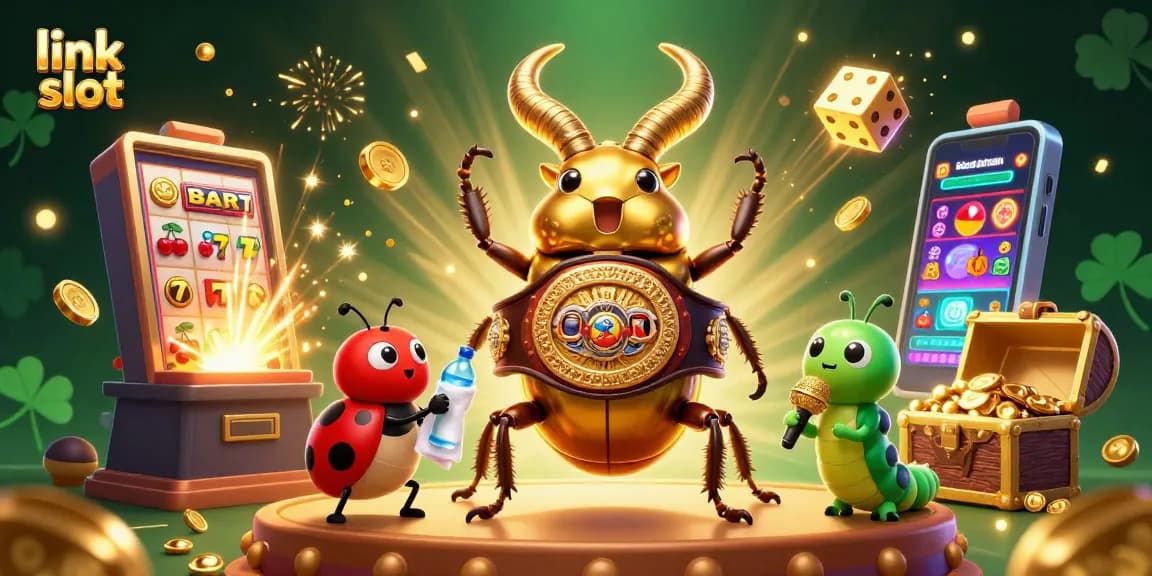 Spin the reels in style with link slot, featuring vibrant casino elements and characters.