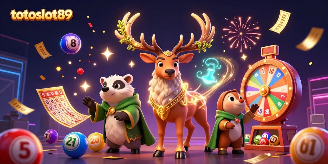 Experience winning strategies with totoslot89 showcasing vibrant lottery elements in a festive illustration.
