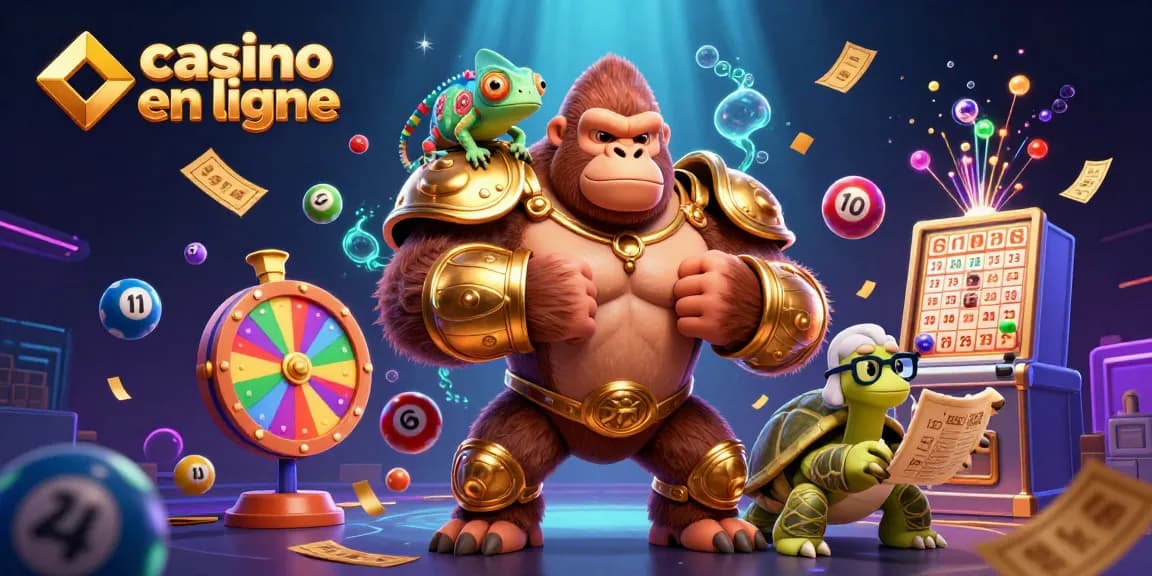 Découvrez l'excitation du casino en ligne dans une scène illustrée riche et dynamique en 3D.