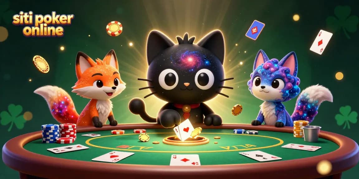 Gioca a siti poker online con il gatto nero che attira fiches e carte in un casinò 3D vibrante.