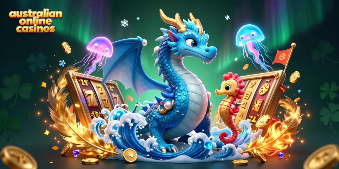 Engage with the vibrant world of australian online casinos, featuring a dragon and thrilling game elements.