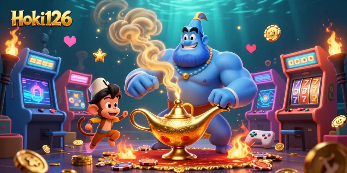 Bermain dengan Hoki126 saat mesin slot berputar dan petualangan genie berlangsung dengan semarak.