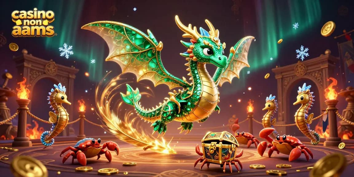 Vivi vittorie emozionanti nei casino non AAMS con un drago marino vibrante e una scena piena di tesori.