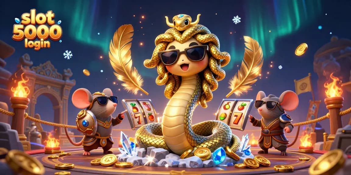 Engage with the slot 5000 login experience in a vibrant 3D casino scene featuring Medusa and warriors.