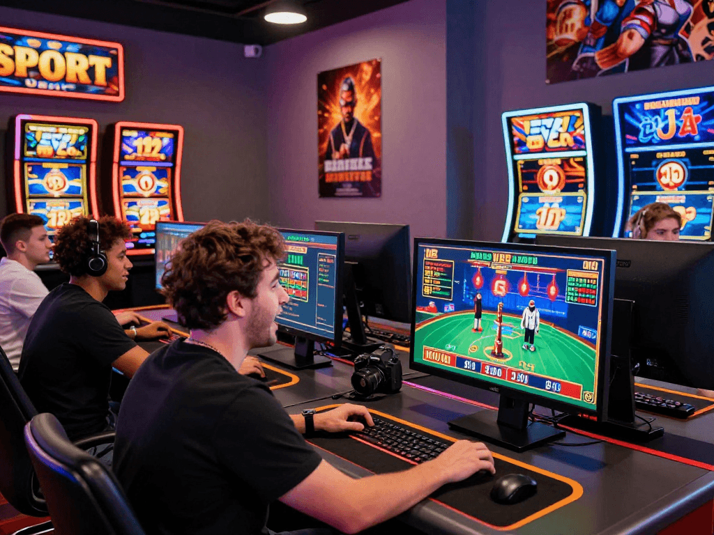 Dynamic online gaming experience with raja 328 players at a modern casino.