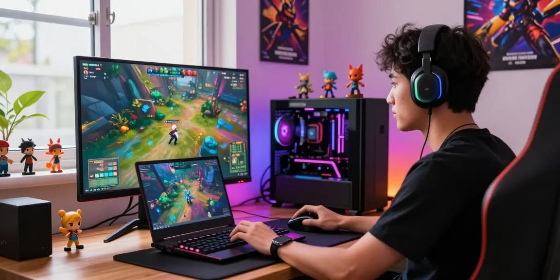 Engaging gamer immersed in Dragon Hatch gameplay, surrounded by RGB gaming gear.