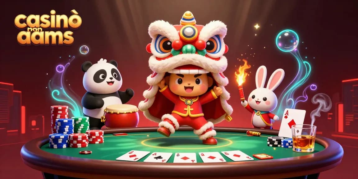 Scena di casinò non AAMS con personaggi vivaci ed elementi dinamici di poker, che mostrano un'azione di gioco coinvolgente.