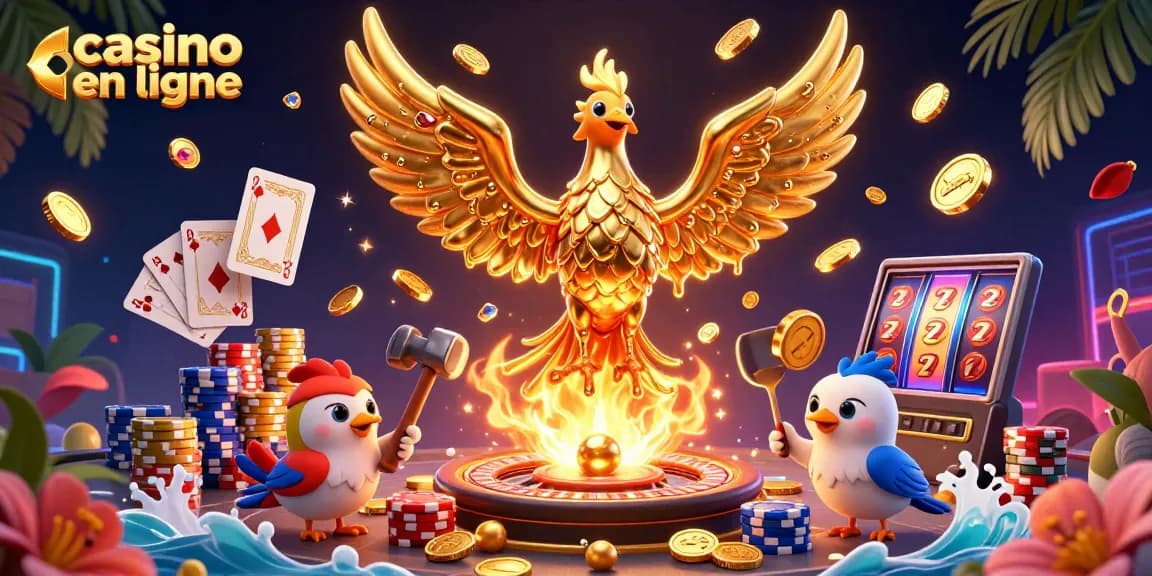 Gagnez avec des stratégies dans un casino en ligne, entouré de richesses et de jeux vibrants.