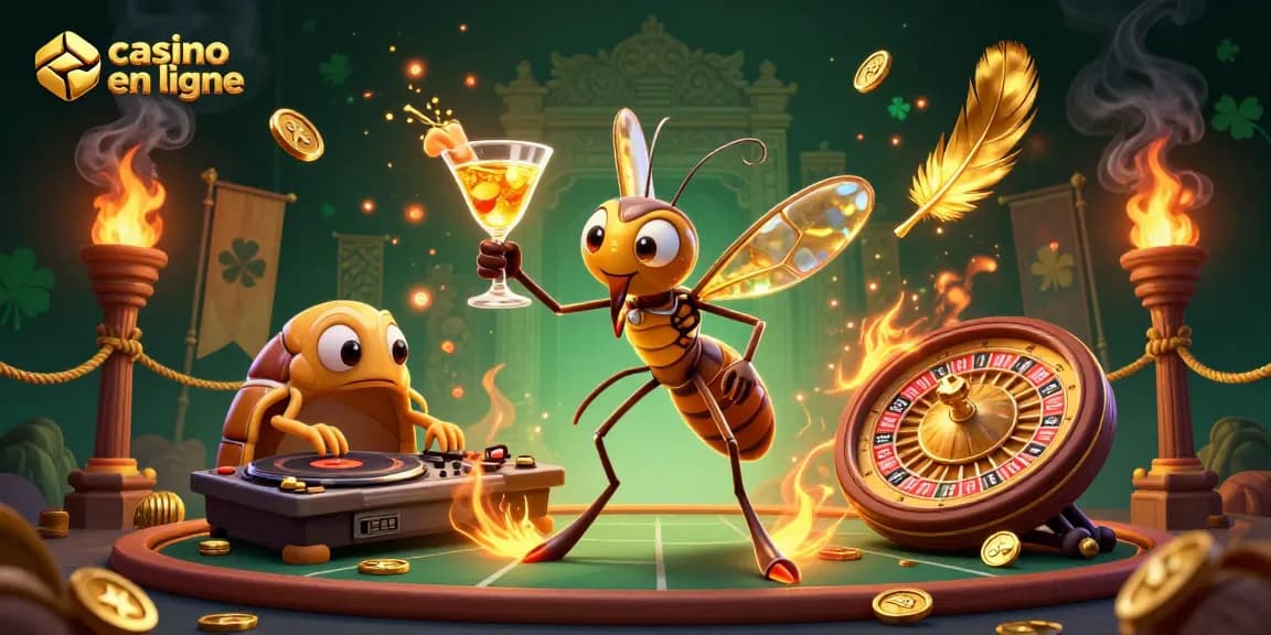 Jouez aux meilleurs jeux de casino en ligne avec une illustration de personnages animés captivants.