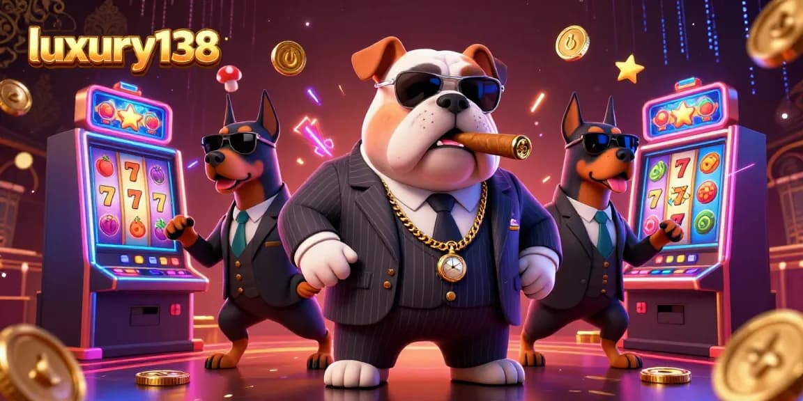 Engage with luxury138's vibrant slot games featuring a mafia boss bulldog and bodyguard Dobermans.