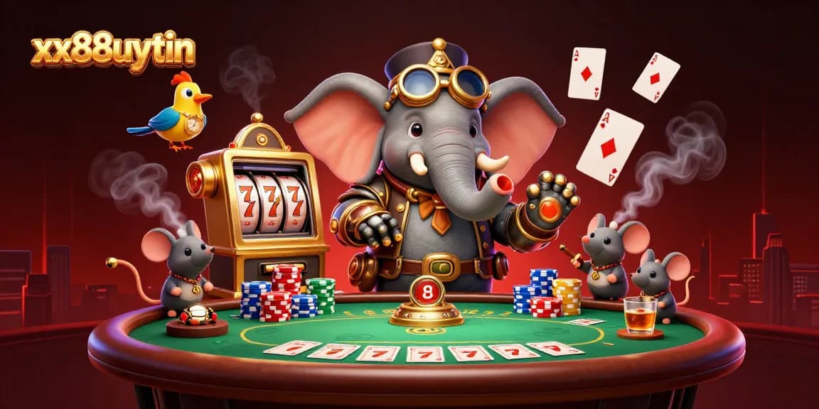 Explore exciting slot wins at xx88uytin with vibrant steampunk characters in a lively casino scene.