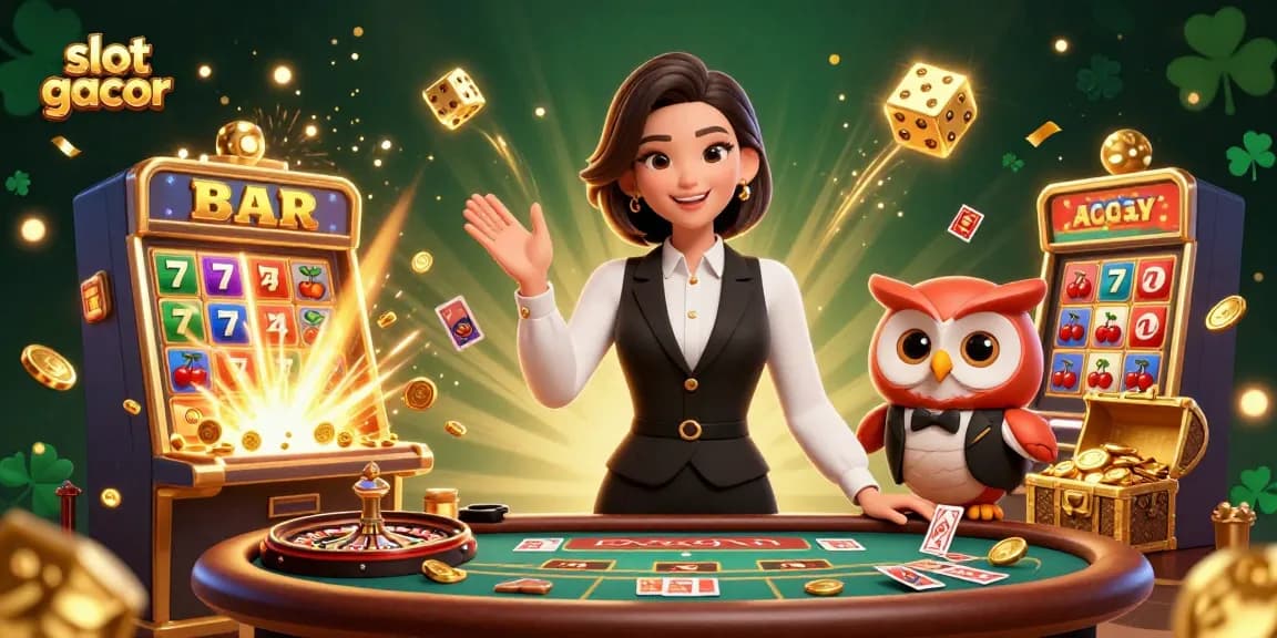 Experience slot gacor excitement with dealers, jackpots, and colorful casino elements!