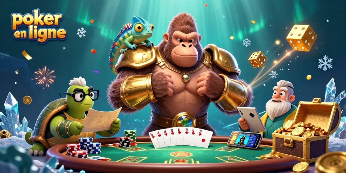 Jouez au poker en ligne sur une table avec des jetons et des mains gagnantes, immersif et amusant.