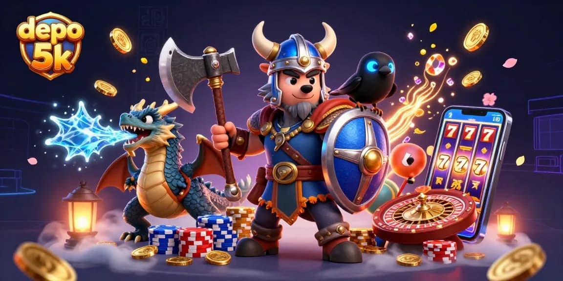 Engage with depo 5k winning spins featuring vivid 3D characters and casino elements.