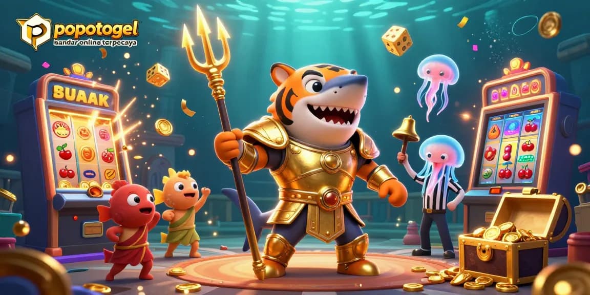 Engage with popotogel bandar online terpercaya in a captivating underwater jackpot experience, showcasing thrilling casino elements.