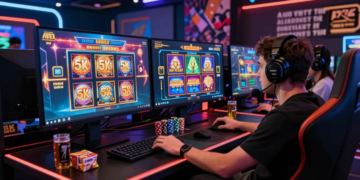 Player engaging in slot deposit 5k gameplay at a modern gaming setup with vibrant graphics and immersive atmosphere.