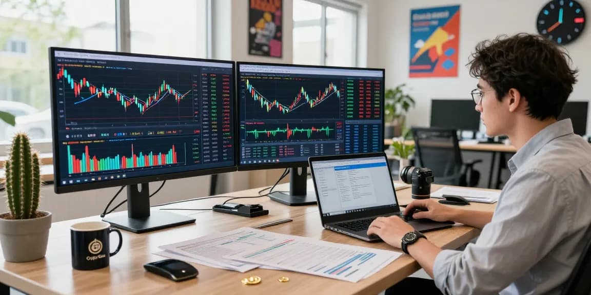 kecak4d cryptocurrency analysis in a modern workspace with data dashboards