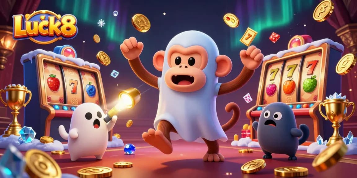 Experience thrilling gameplay at Luck8 with dynamic slot reels and immersive 3D casino elements.