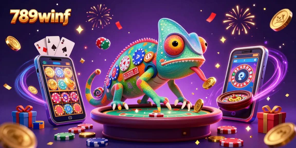 Engage in thrilling gaming action with 789winf as colorful slot games and vibrant casino elements burst to life.