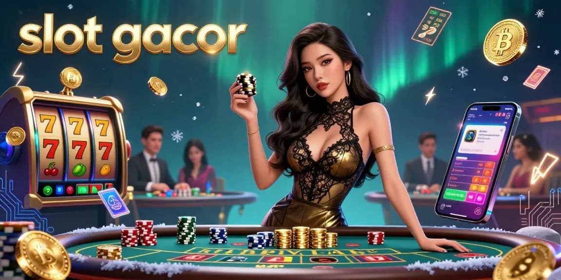 Engage with slot gacor in this vibrant 3D scene of a confident Asian woman at a VIP baccarat table.