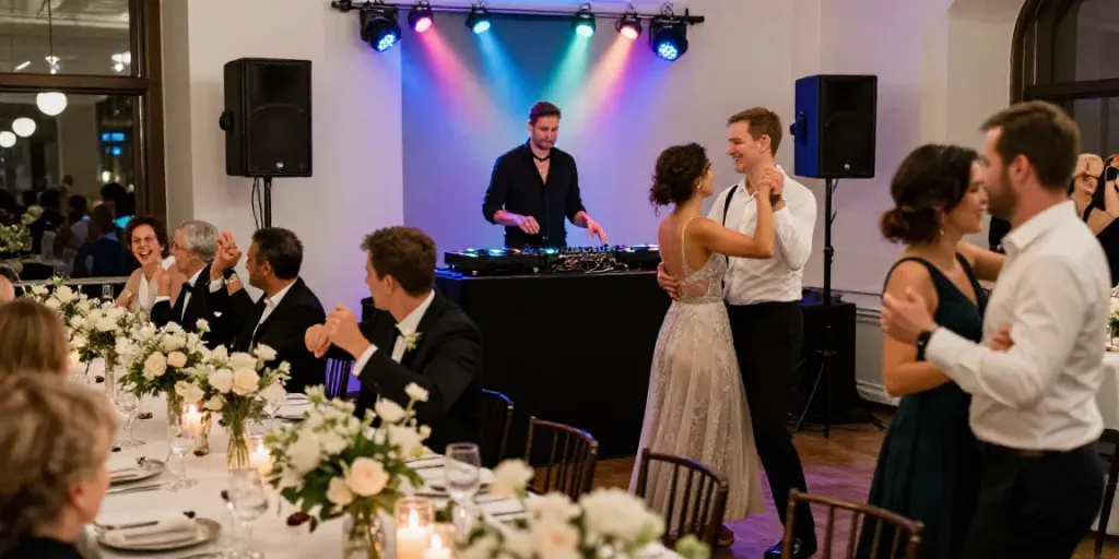 Dance floor at a wedding with a hochzeit DJ in Berlin Brandenburg, capturing joyful celebration.