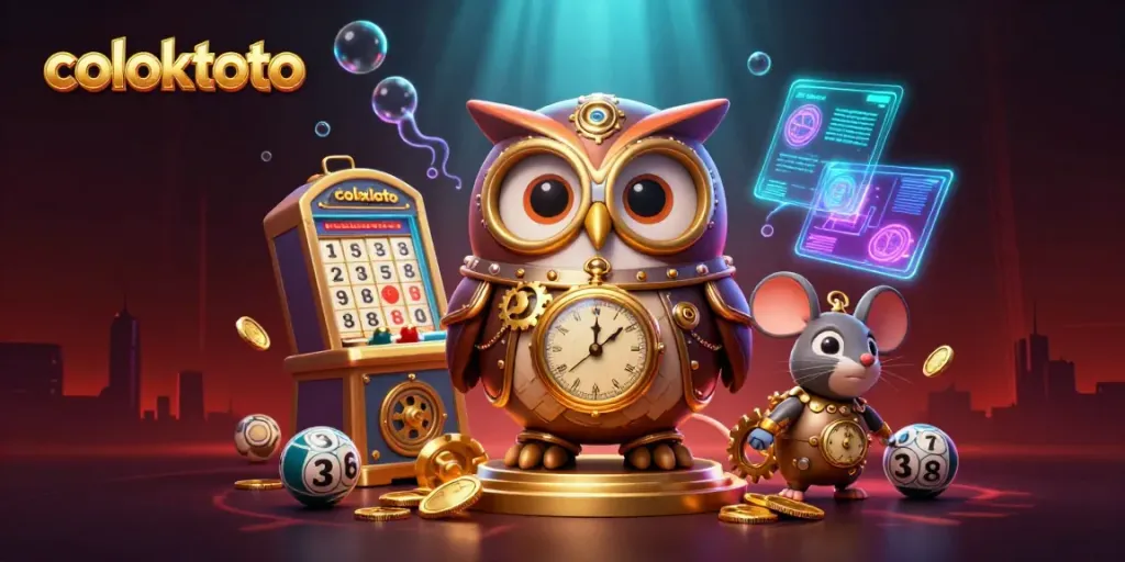 Coloktoto menampilkan ilustrasi digital 3D dengan karakter menarik dalam konteks perjudian togel.