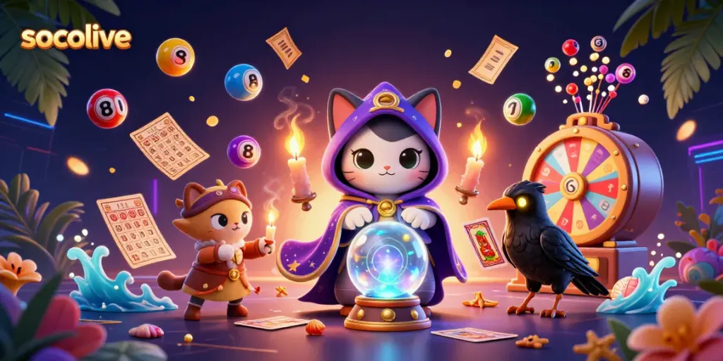 Socolive engages users with a vibrant scene of immersive gambling elements and animated characters, enhancing the viewing experience.