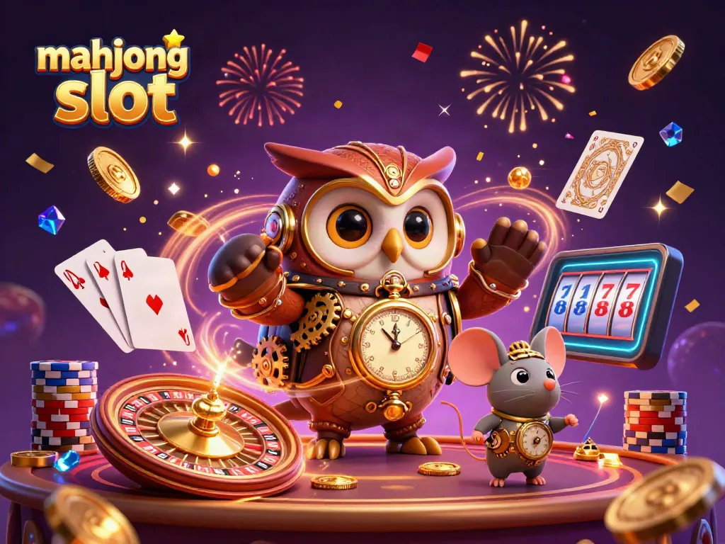 Experience the excitement of mahjong slot with a dynamic 3D illustration showcasing winning elements and festive casino energy.