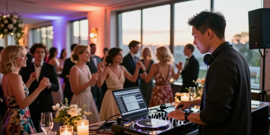 Hochzeit DJ Berlin Brandenburg beim abendlichen Empfang mit tanzenden Gästen