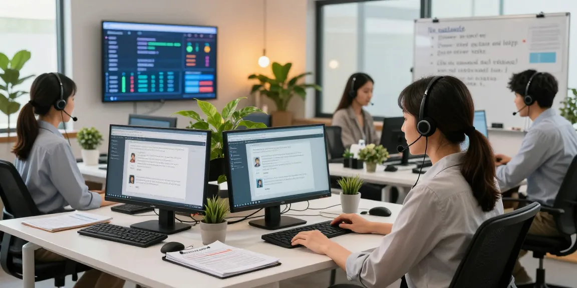 Telus-Technical-Support team assisting clients at vibrant tech support office, showcasing customer service.