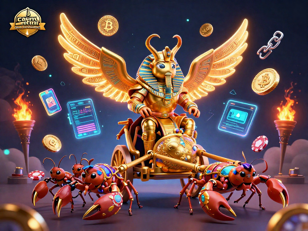 Découvrez le casino retrait sans vérification avec un scarabée doré fascinant et des éléments de jeux de crypto.