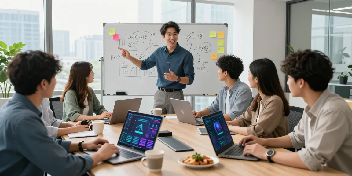 Dynamic collaboration scene with the 纸飞机中文版 platform in a modern office.