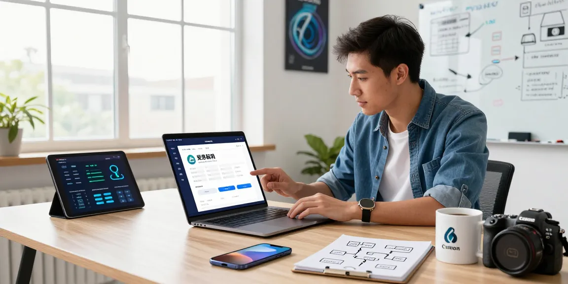 使用爱思助手下载数据的科技爱好者在现代办公室内工作。