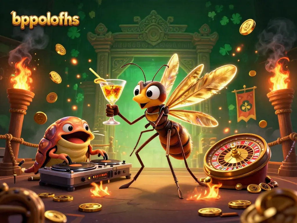 Engage with the dynamic bppolofhs casino scene featuring playful characters and vibrant gambling elements.