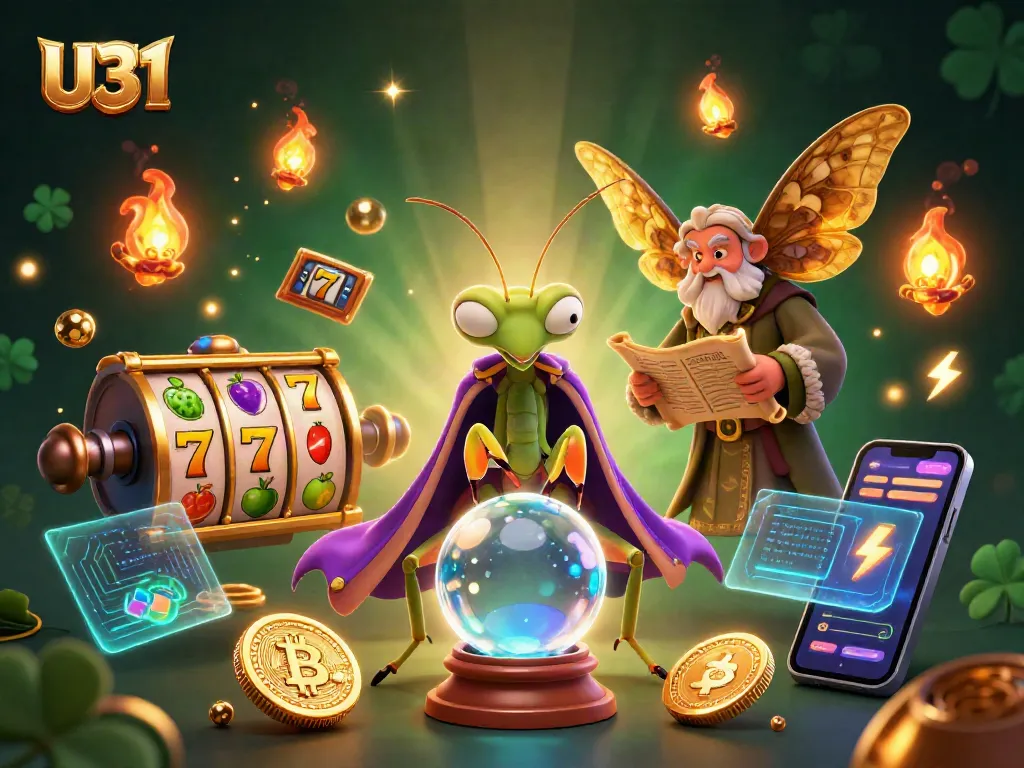 Experience U31's captivating casino atmosphere with vibrant 3D elements and iconic slot symbols.