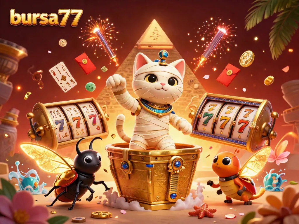 Rasakan sensasi SLOT di bursa777 dengan Mummy Cat dan Scarab Beetle di kasino bertenaga jackpot.