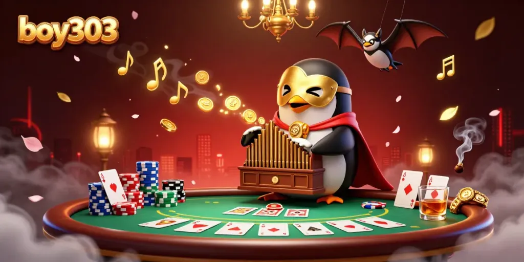 Experience thrilling action with boy303 in a vibrant 3D casino scene filled with poker elements.