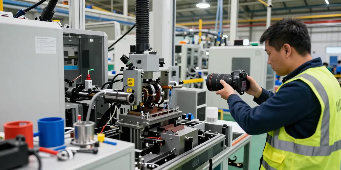 Photographe industriel capturant des machines en action dans une usine