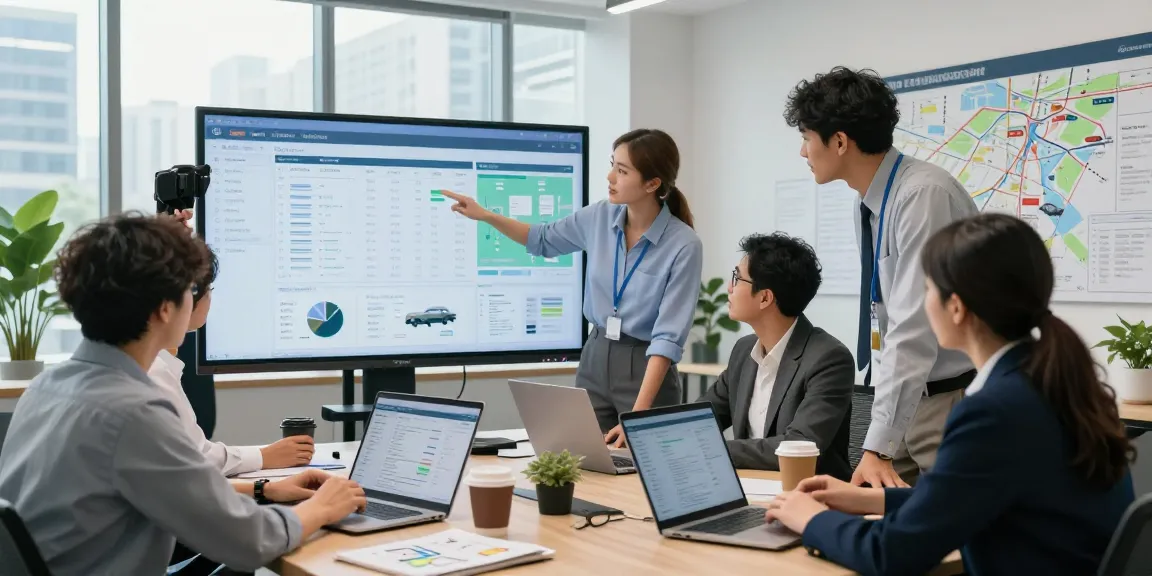 Professionelles Team bei Speditionen Dortmund analysiert Transportdaten und koordiniert logistische Abläufe.