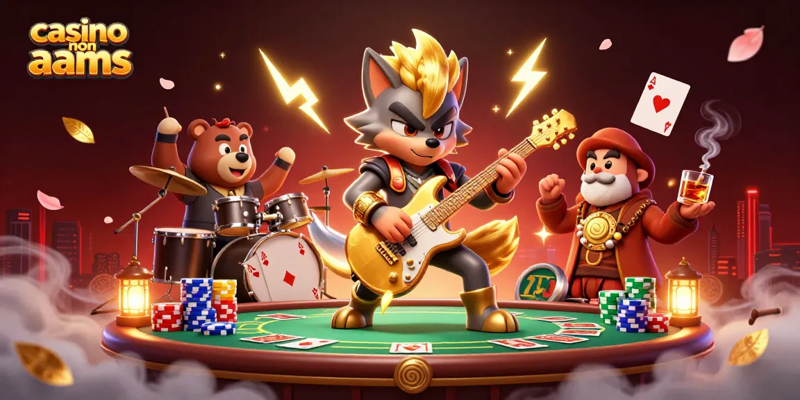 Scopri l'eccitazione dei casinò non AAMS con un vibrante lupo rock star che suona la chitarra sul palco.