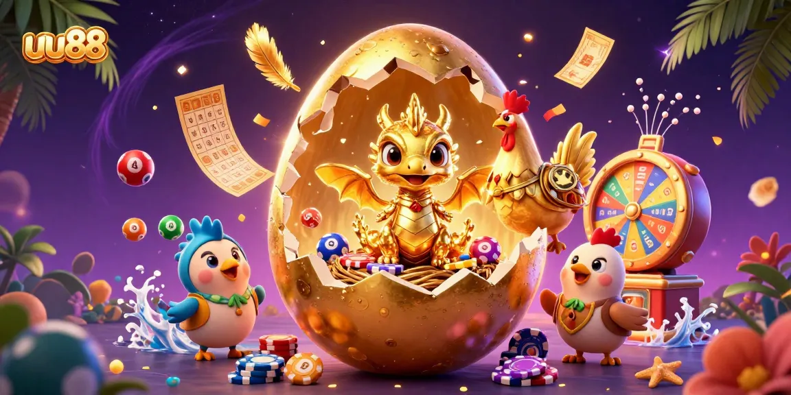 uu88 engages players with a baby dragon and golden poker elements in a vibrant casino scene.