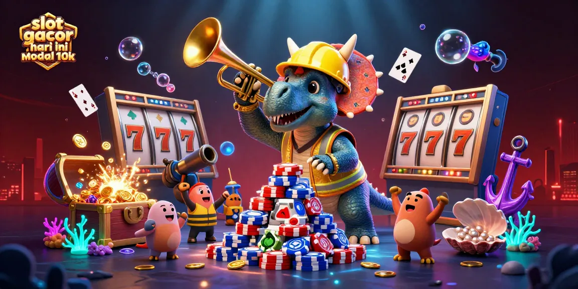 Spin the reels with excitement in this vibrant slot gacor hari ini modal 10k casino scene, combining fun characters and action.