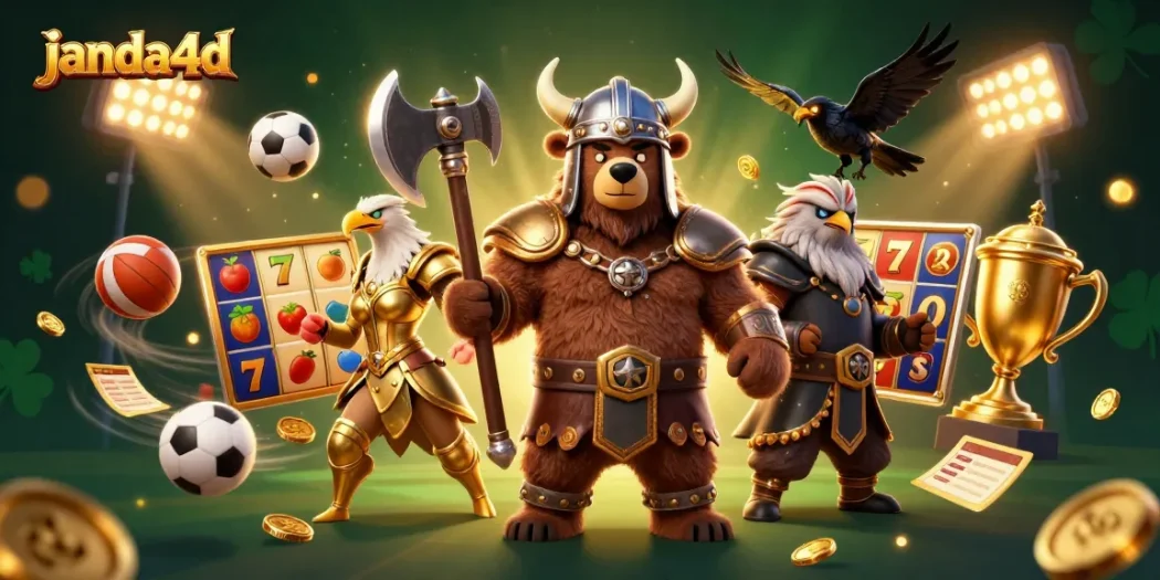 Gambar janda4d yang menunjukkan berserk Viking dan Valkyrie di kasino sukses.